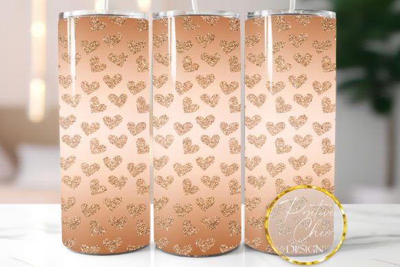 Copper Glitter Hearts Tumbler Wrap PNG Review