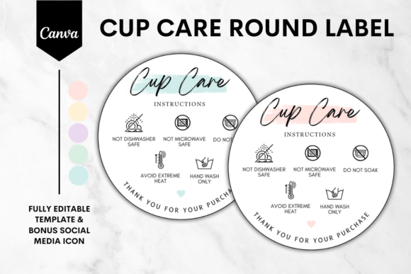 Cup Care Round Sticker Canva Template 1 Review