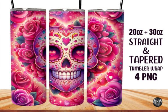 Heart Funny Skull Tumbler Wrap 20oz PNG Review