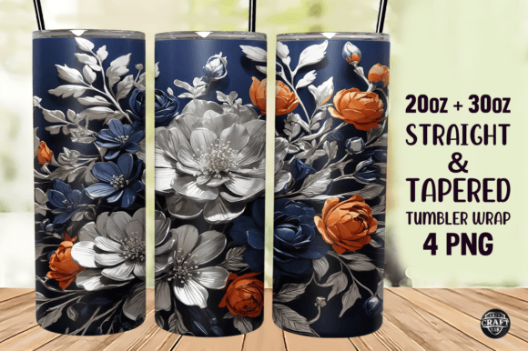 Navy Silver Floral Tumbler Wrap 20oz Review