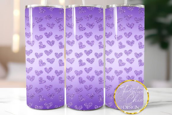 Purple Tumbler Wrap Glitter Hearts PNG Review