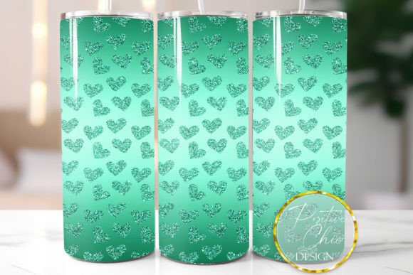 Teal Hearts Glitter Tumbler Wrap Design Review