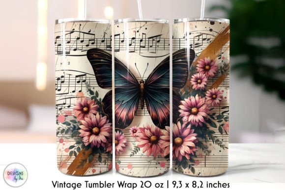 Vintage Butterfly on Music Sheet Tumbler