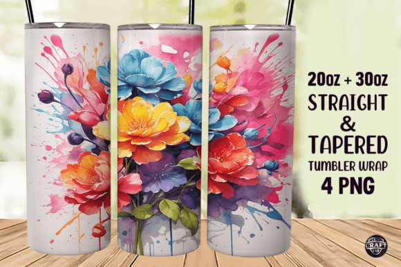 Watercolor Flowers Tumbler Wrap Design Review